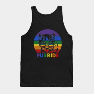 Pride Cat Gay LGBTQ Rainbow Flag Tank Top